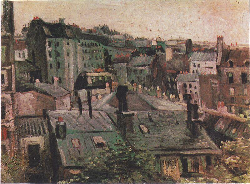 Vincent Van Gogh Overlooking the rooftops of Paris Norge oil painting art